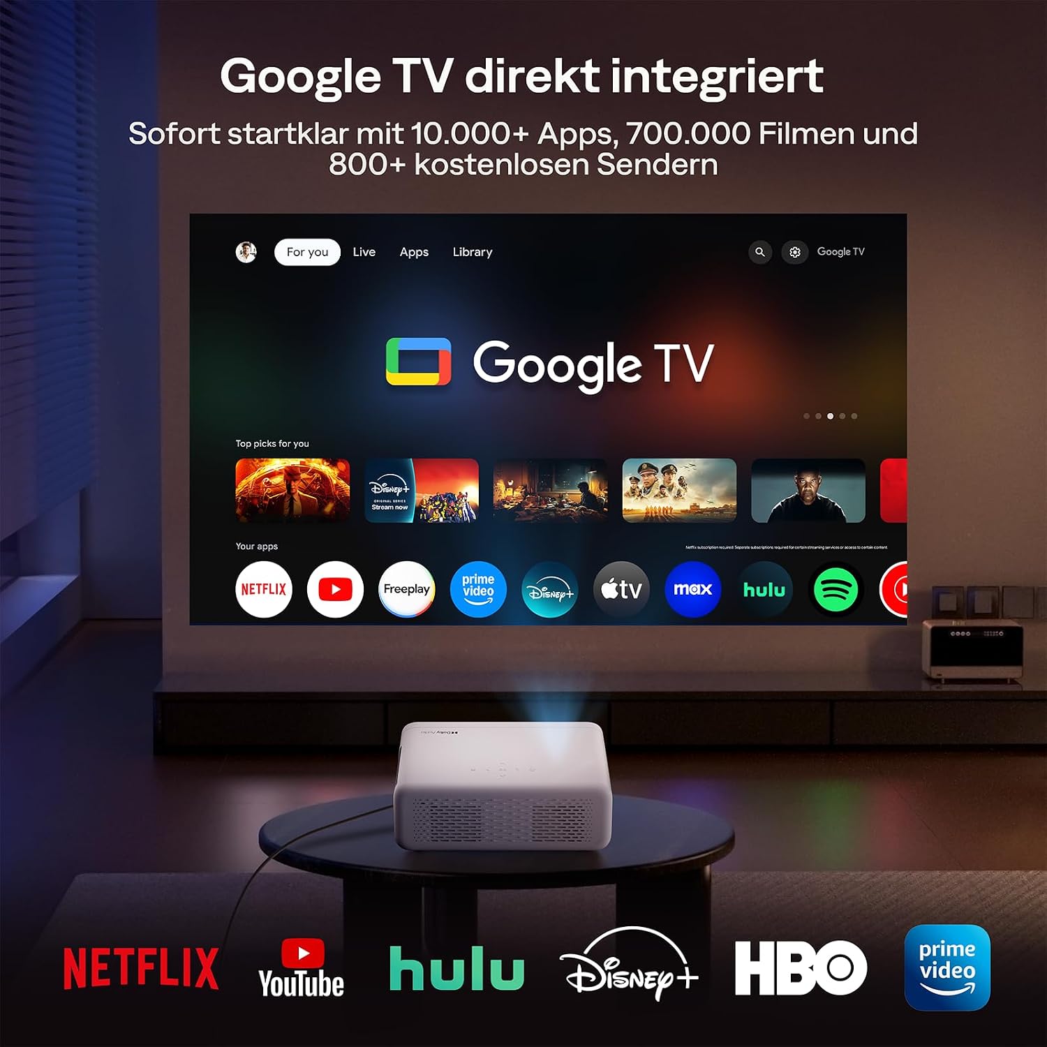 Detalle 2 de Aurzen Eazze D1G Beamer 1080p mit Google TV