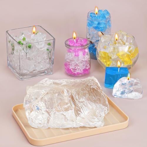 Detalle de Blingfun Gel-Wachs-Set für DIY-Kerzen: 7 Farben, 9 Gel-Wachs-Stücke, langsames Brennen (130°C) inkl. Dochte und Halter