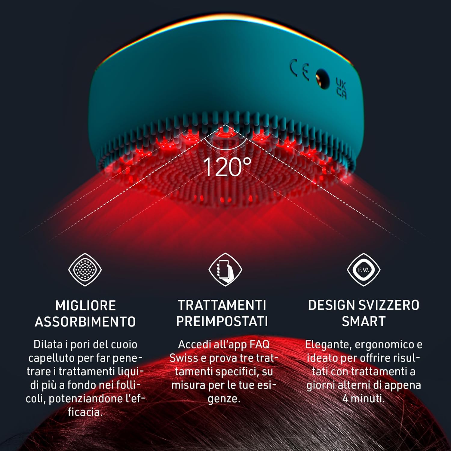 Thumbnail 2 de FAQ 301 massaggiatore per il cuoio capelluto contro il diradamento, ricaricabile USB e 100% impermeabile
