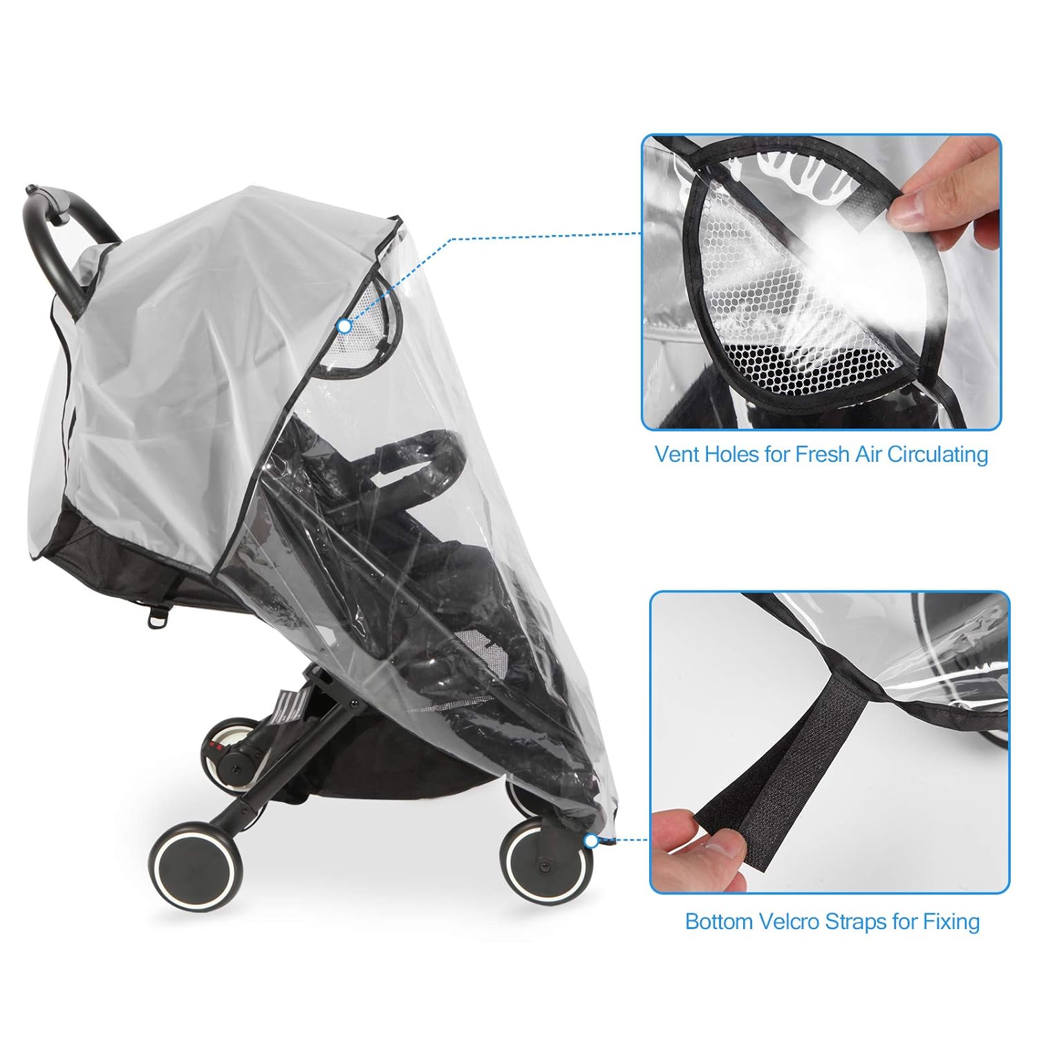 Thumbnail 3 de Hrzeem Regenschutz Kinderwagen – Universal Wetterschutz für Buggy & Reise-Kinderwagen