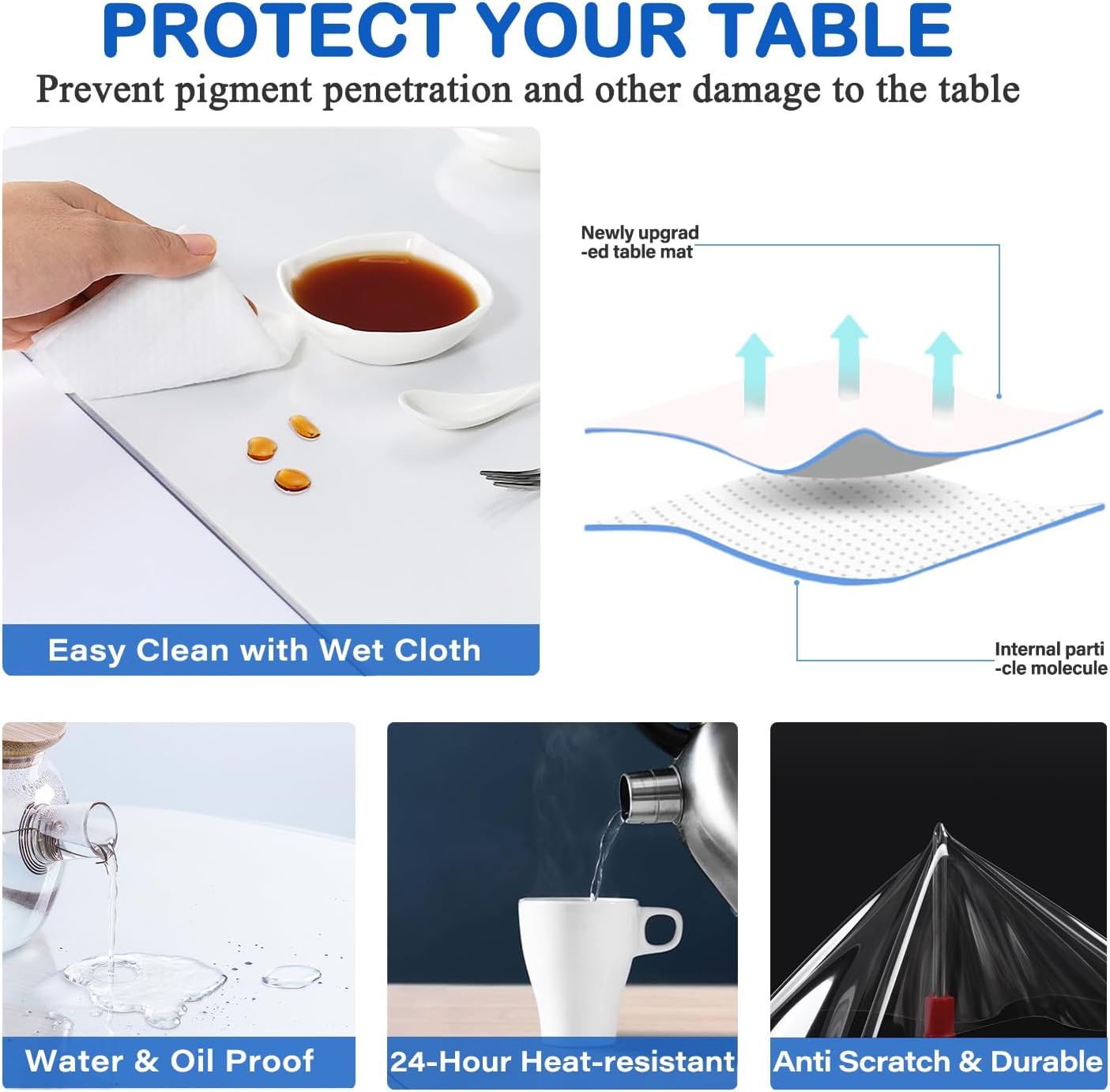 Thumbnail 2 de WanDeela Clear Table Top Protector Set – 16x16 Inches (2 Pack)