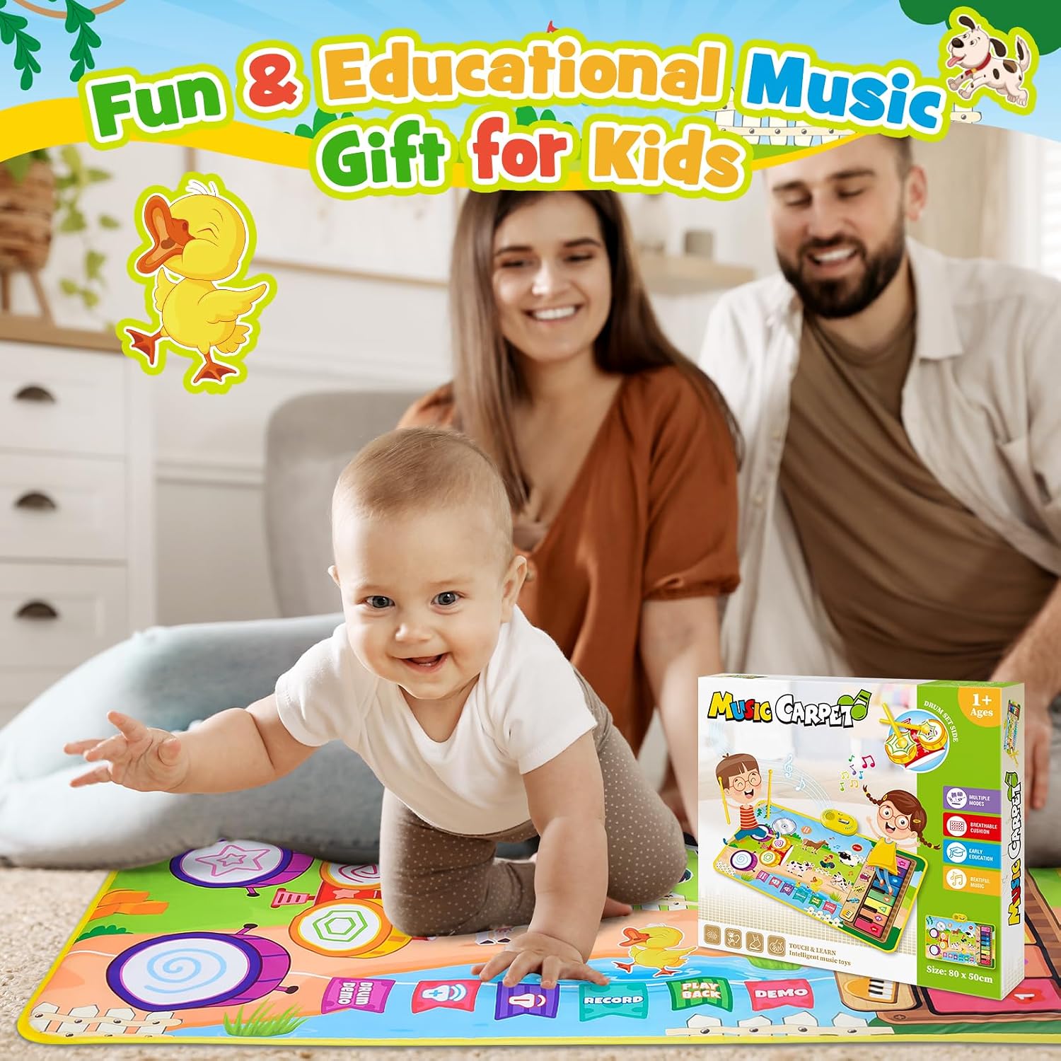 Thumbnail 6 de Dromlag 3-i-1-musikmatta för barn med 19 instrumentknappar