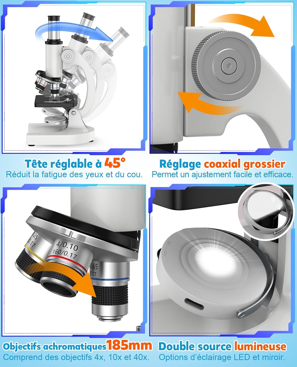 Thumbnail 6 de Microscopio 2000X per Bambini, Studenti e Adulti — Kit professionale in metallo con vetrini e supporto per phone