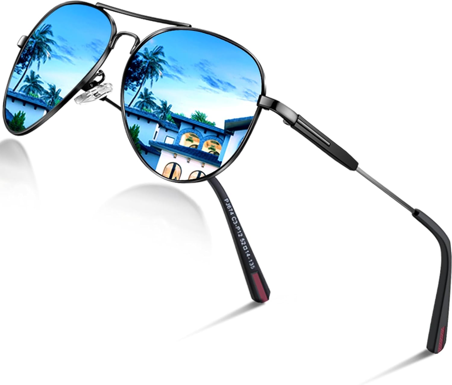 Detalle de DADA-PRO Sonnenbrille Herren Polarisiert Pilotenbrille Metallrahmen UV400 – Unisex