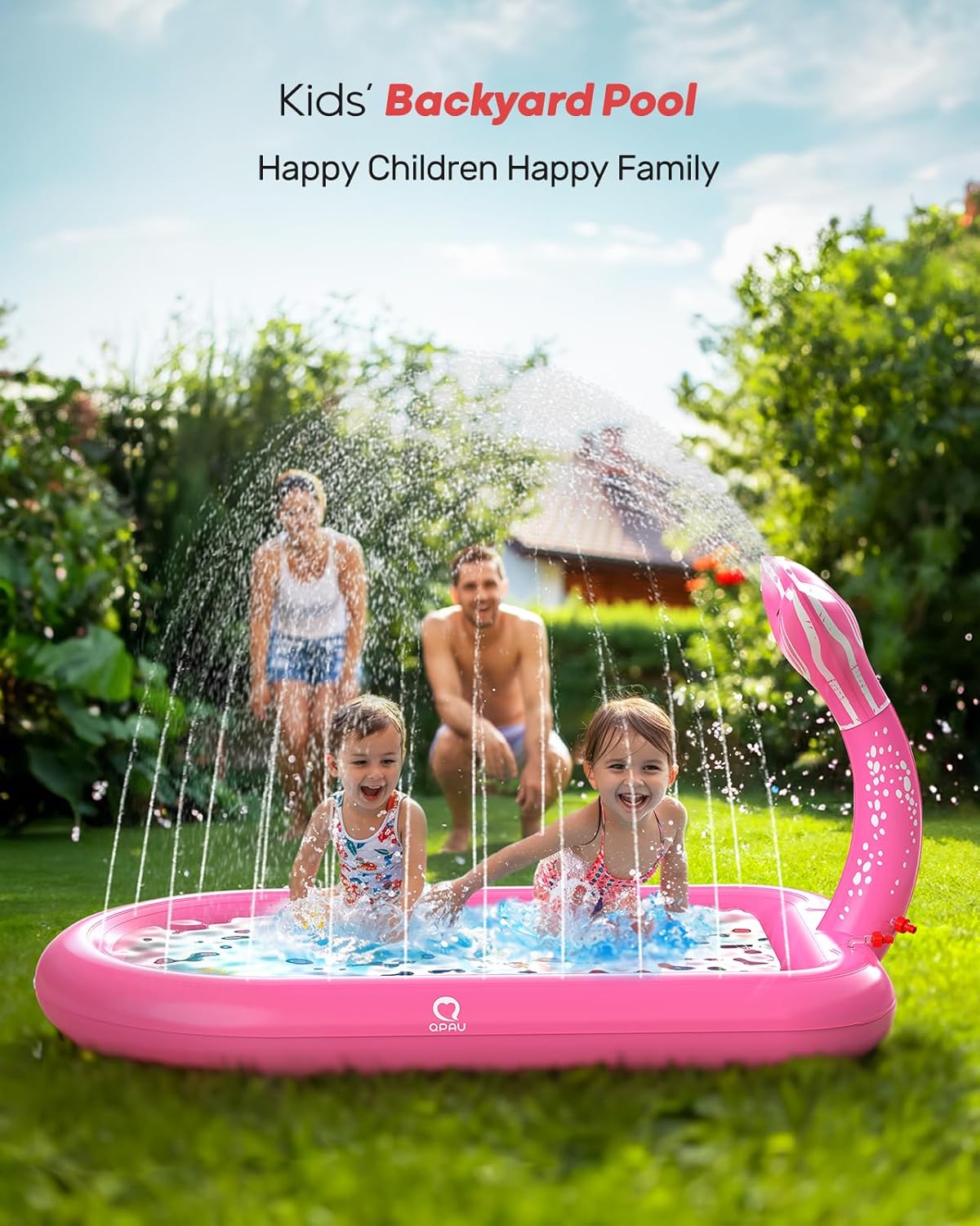 Thumbnail 6 de QPAU Mermaid Splash Pad for Toddlers 1–3 (Pink) Outdoor Sprinkler Pool