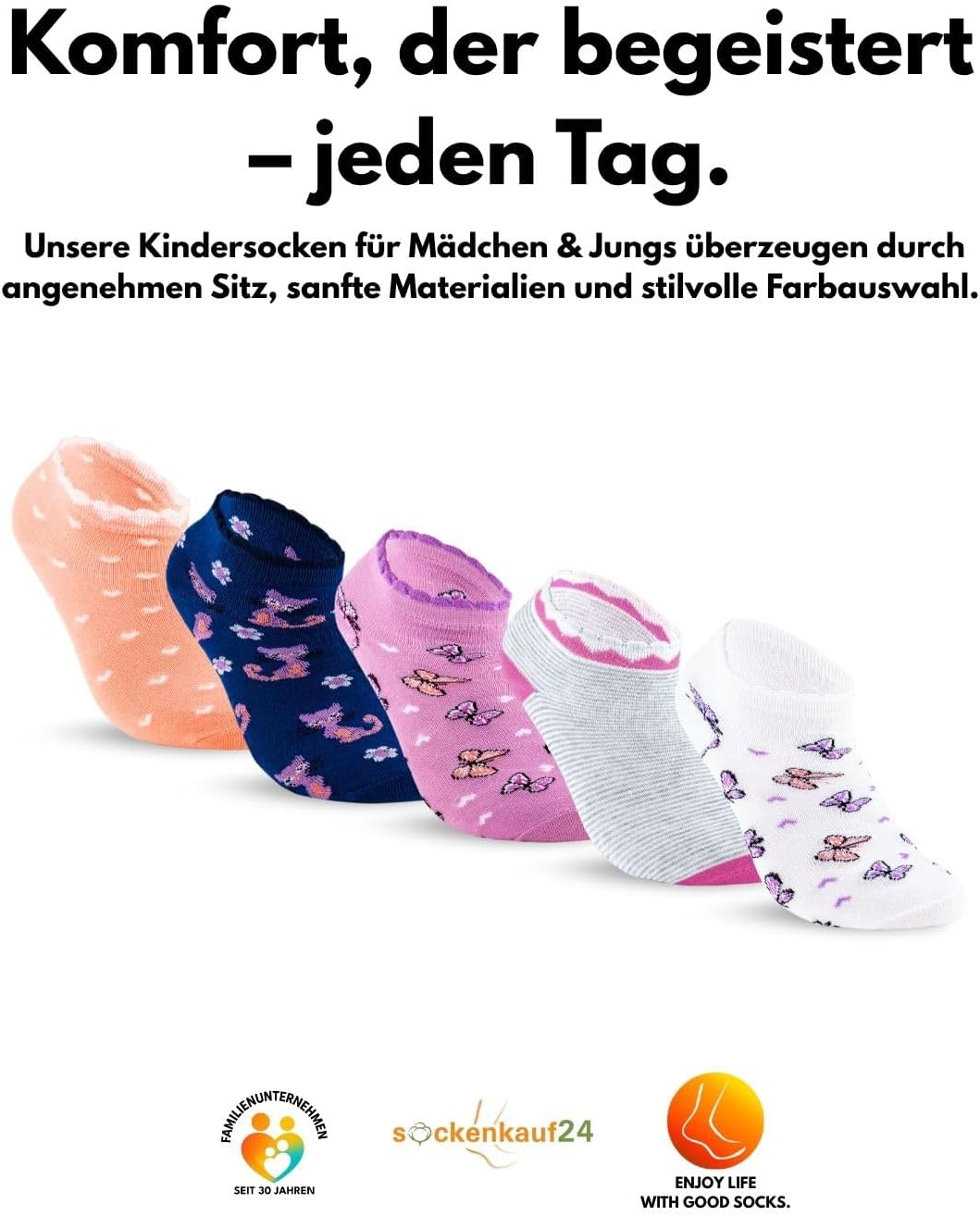 Detalle de 10 Paar Kinder Sneaker Socken aus Baumwolle – Jungen & Mädchen