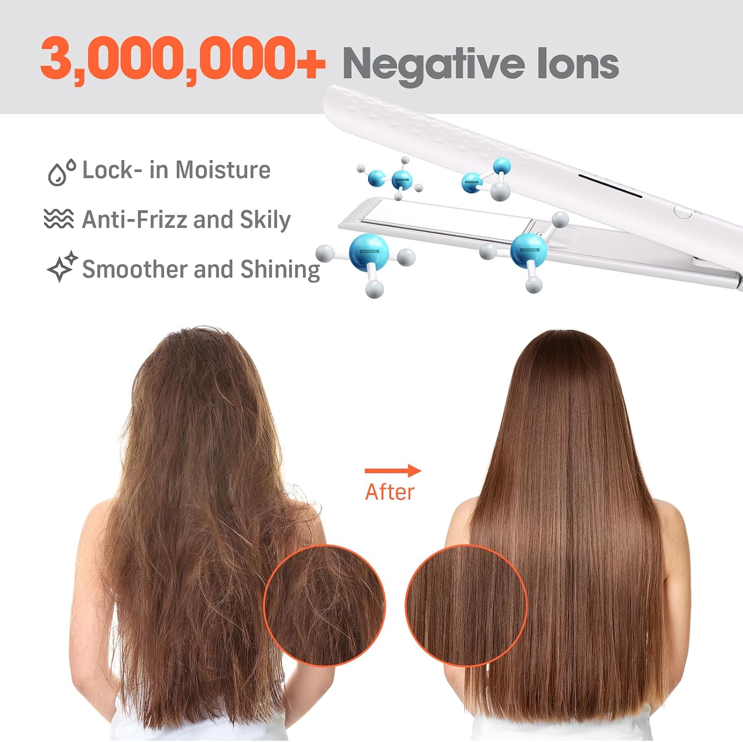Detalle de QUICO HC102A Hair Straightener, Dual Voltage Ceramic Flat Iron with 4 Heat Settings