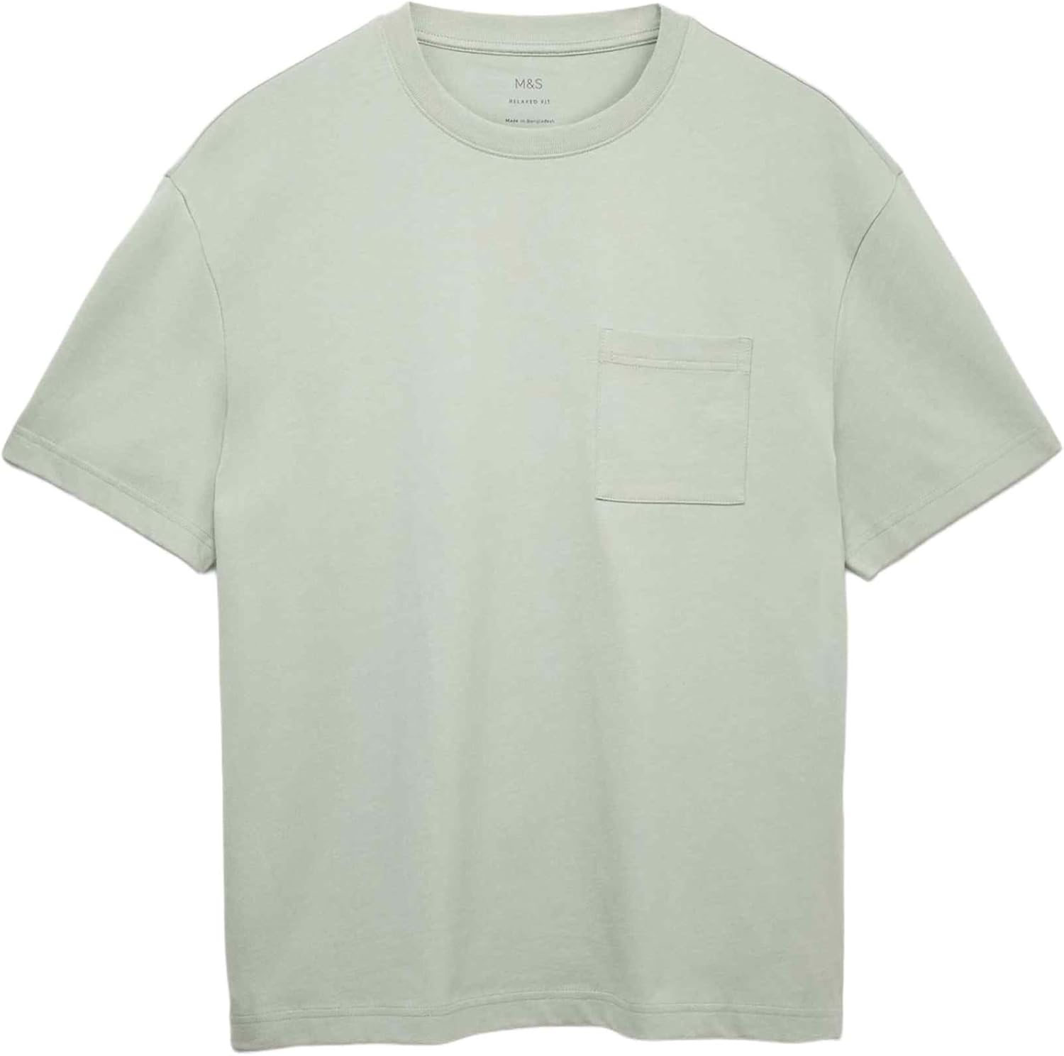 Detalle de Marks & Spencer T-shirt van puur katoen met borstzak, losse pasvorm en ronde hals