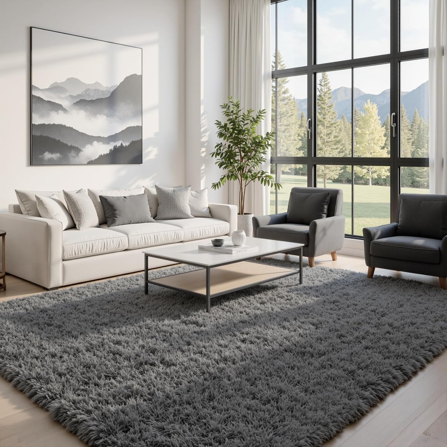 Thumbnail 1 de Ultra Soft 8x10 Grey Shag Area Rug