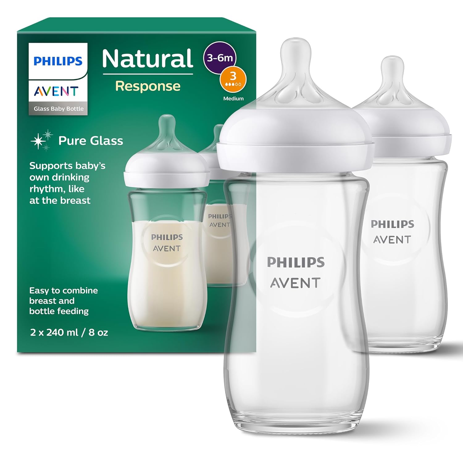 Imagen de Philips AVENT Glas-Babyflasche Natural Response 240 ml en OfertitasTOP