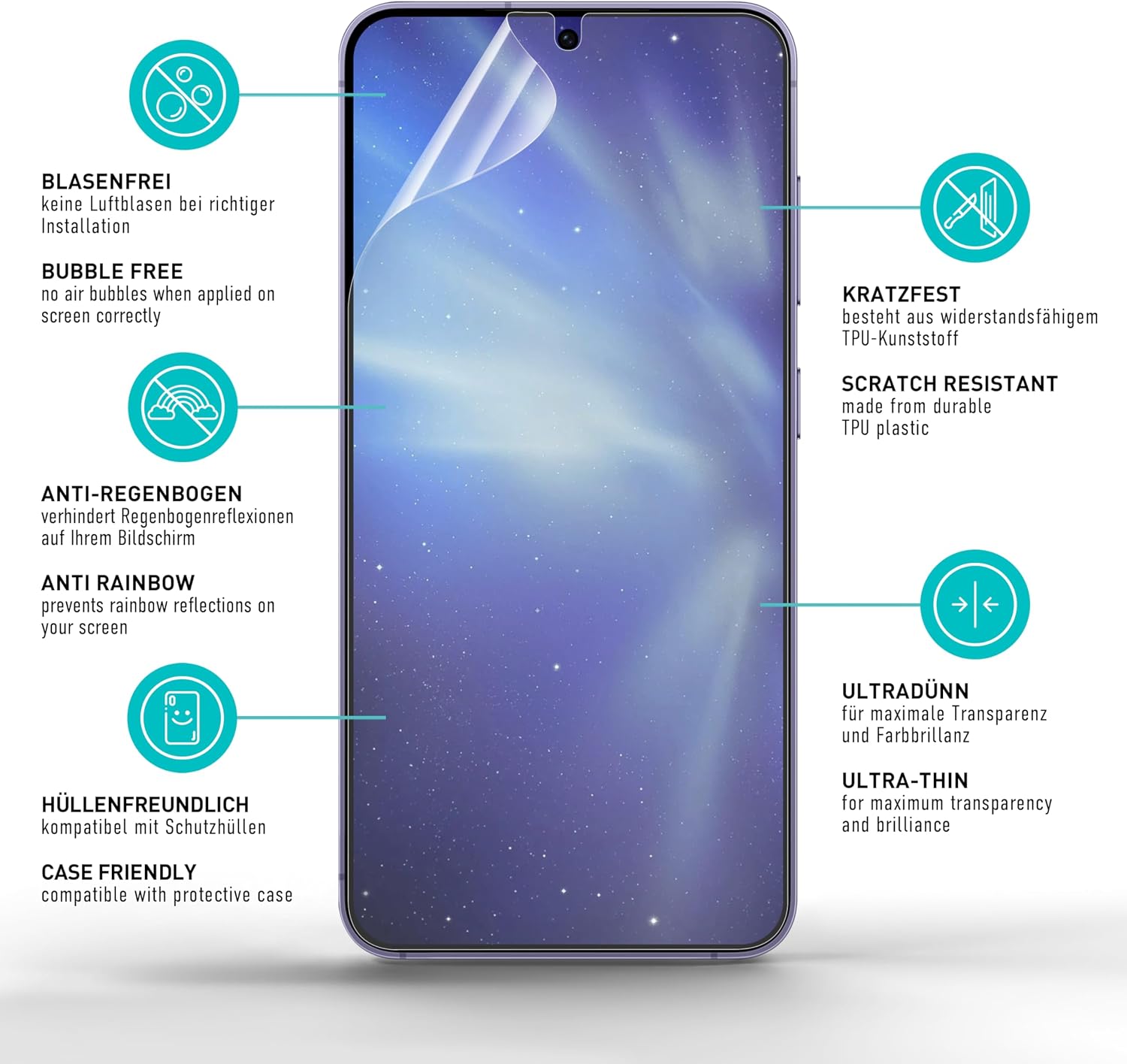 Thumbnail 4 de SmarTect Samsung Galaxy S25 Matte TPU Screen Protector, 2-Pack