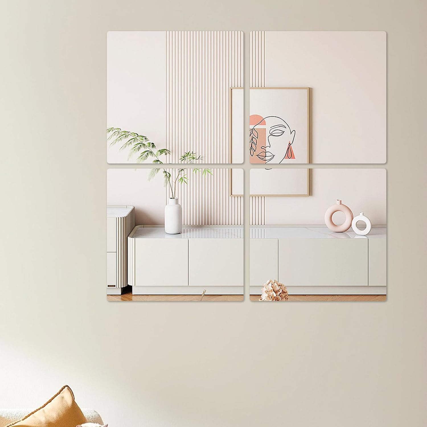 Detalle de Hode Miroir Adhésif Mural – Miroir autocollant en plastique 20×20 cm, 8 pièces