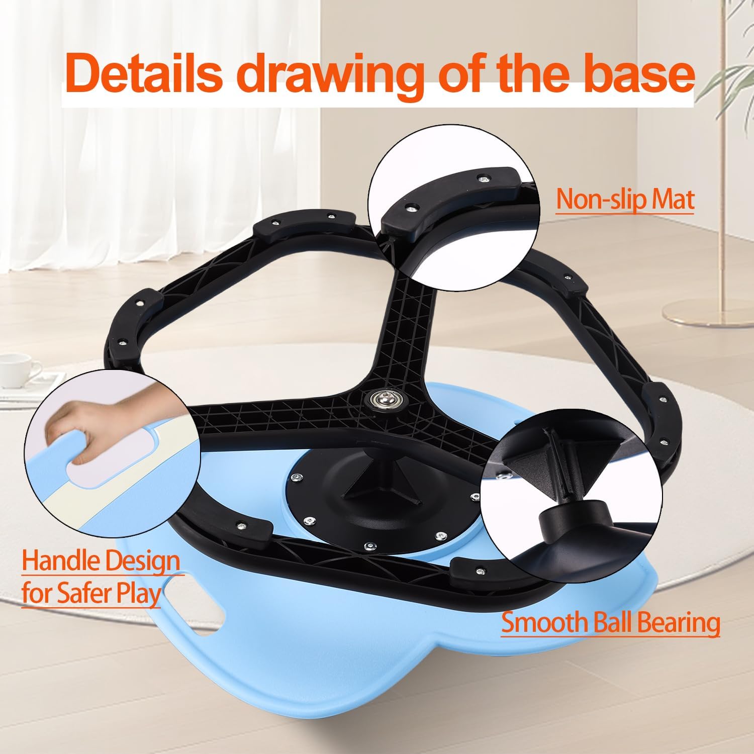 Thumbnail 6 de Karussell Kinder Drehstuhl mit Griff & selbstleuchtendem Sitz – sensorischer Drehhocker für Balance und Koordination