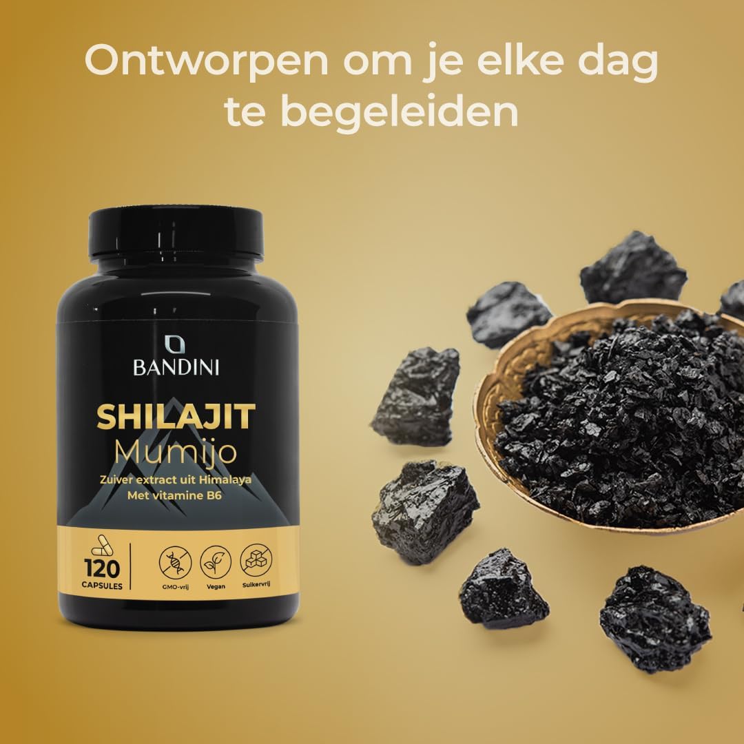 Thumbnail 2 de BANDINI Pure Himalaya Mumijo Shilajit-capsules, 120 vegan capsules, 80% fulvinezuur