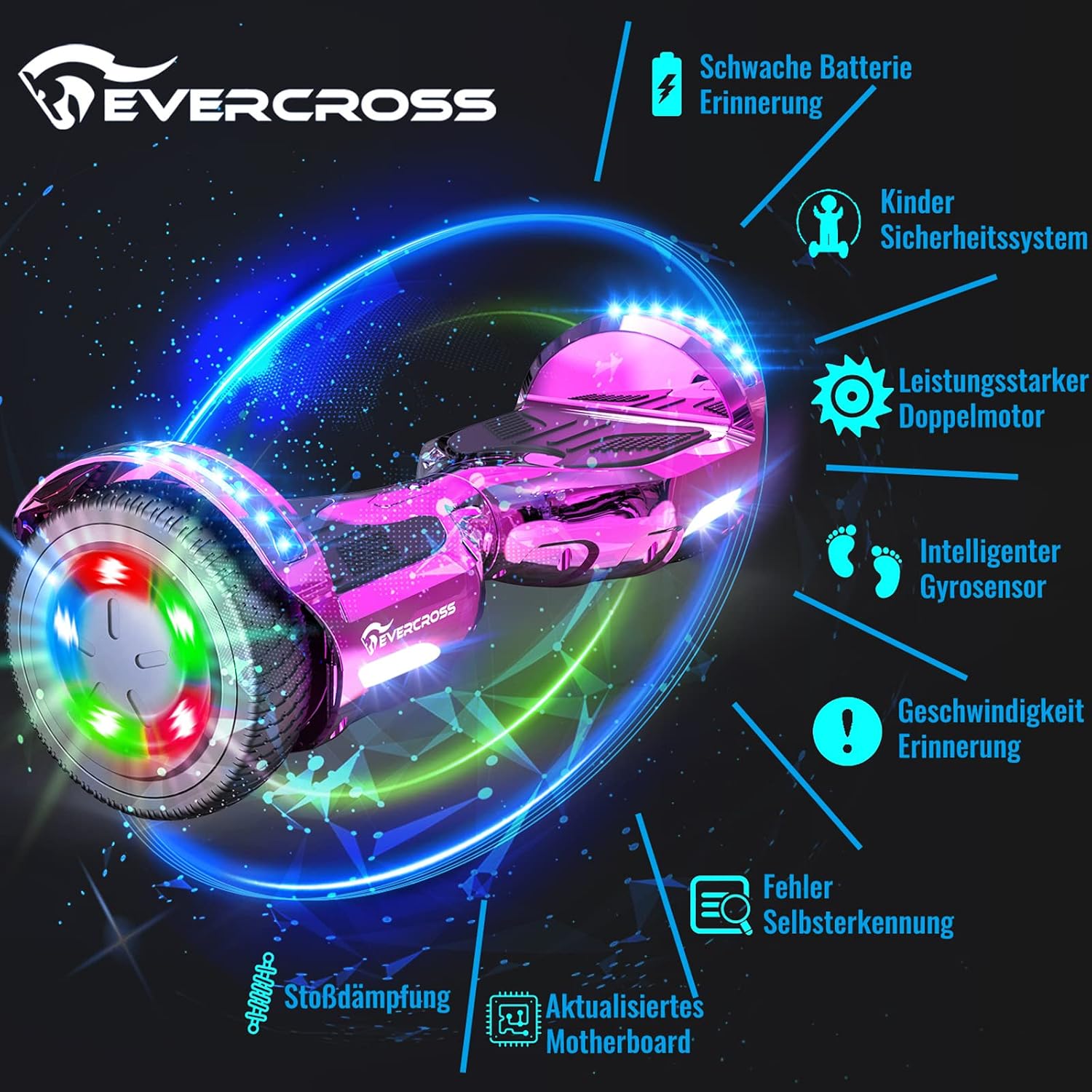 Thumbnail 1 de EVERCROSS 6,5" Hoverboard mit Sitz + Hoverkart – Bluetooth, LED, 4Ah Akku
