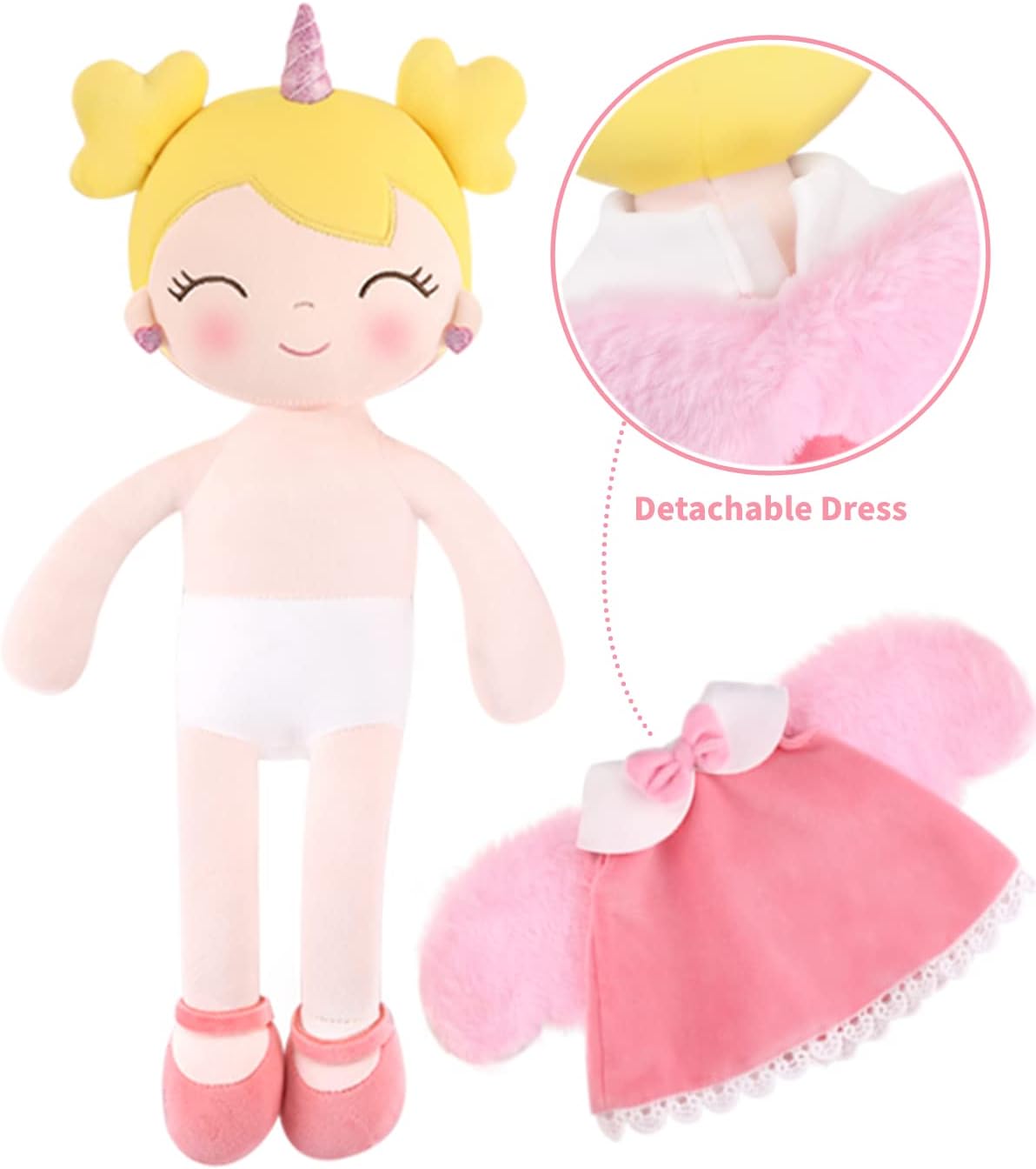 Thumbnail 3 de GAGAKU Weiche Stoffpuppe 40 cm Einhorn Schutzengel – Rosa, Kuschelpuppe für Mädchen ab 3 Jahren