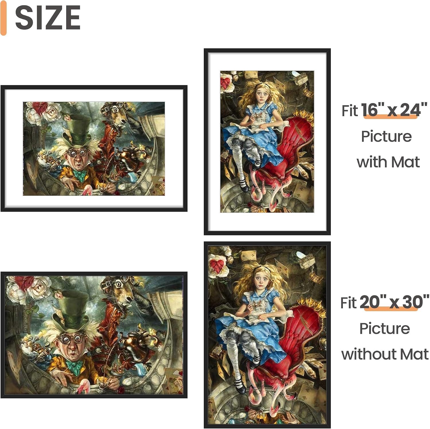 Thumbnail 2 de upsimples 20x30 Poster Frame with Mat for 16x24 or 20x30 (Black)