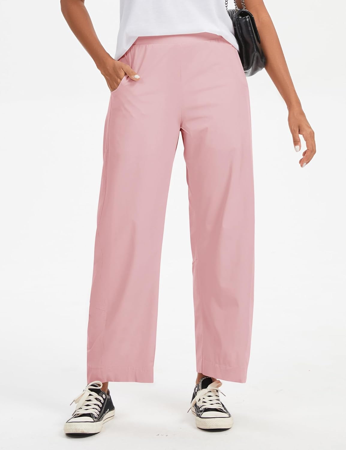 Thumbnail 5 de LOMON Wide Leg Barrel Pants for Women (27" Inseam) — wrinkle-free, quick-dry work & casual palazzo slacks with pockets
