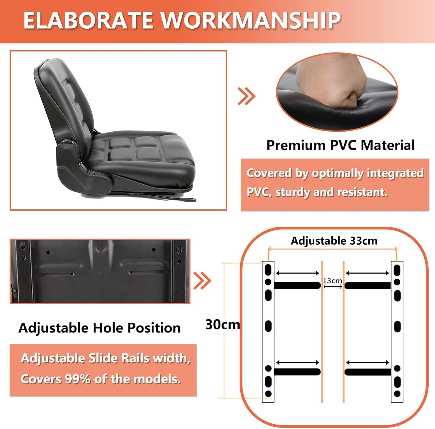 Thumbnail 4 de TICSEA Universal Forklift Seat 160° backrest