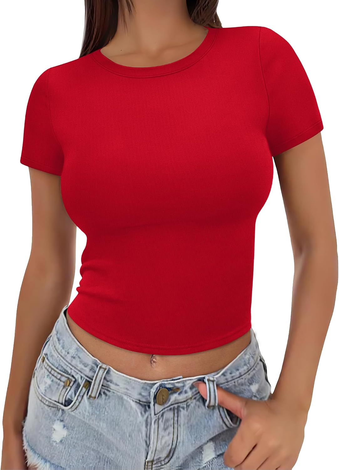 Detalle de SAMPEEL Crop Top T-Shirts, Slim Fit