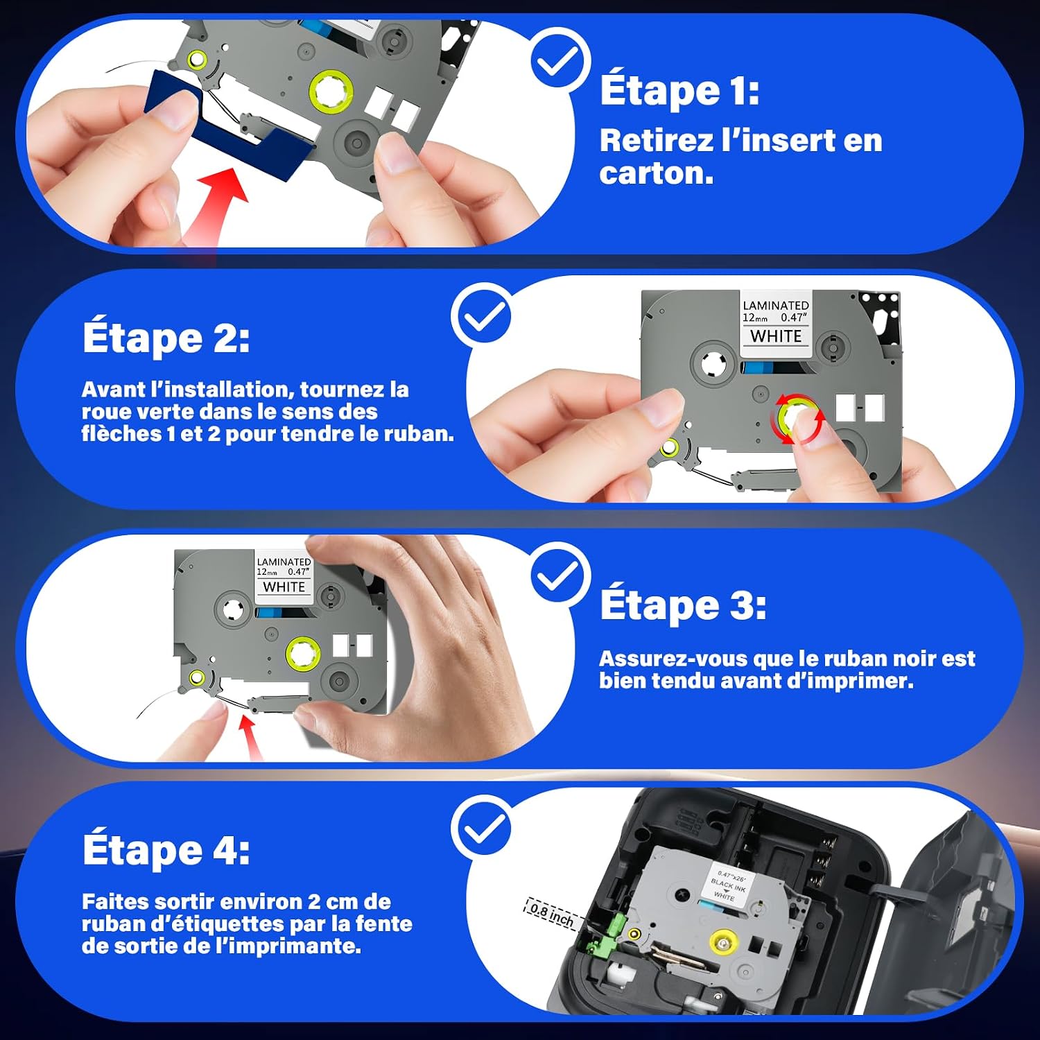 Thumbnail 6 de Ruban TZe-231 12 mm compatible PRINTORBIT pour Brother P-touch (TZe231/TZ 231/TZC231) — noir sur blanc