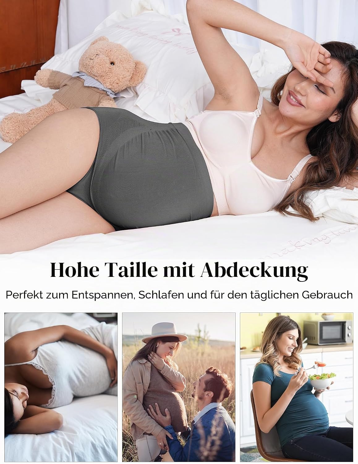 Detalle de SUNNYBUY Damen Umstandsmode Hohe Taille nahtlos – weiche Hipster-Unterwäsche für Schwangerschaft & Stillzeit