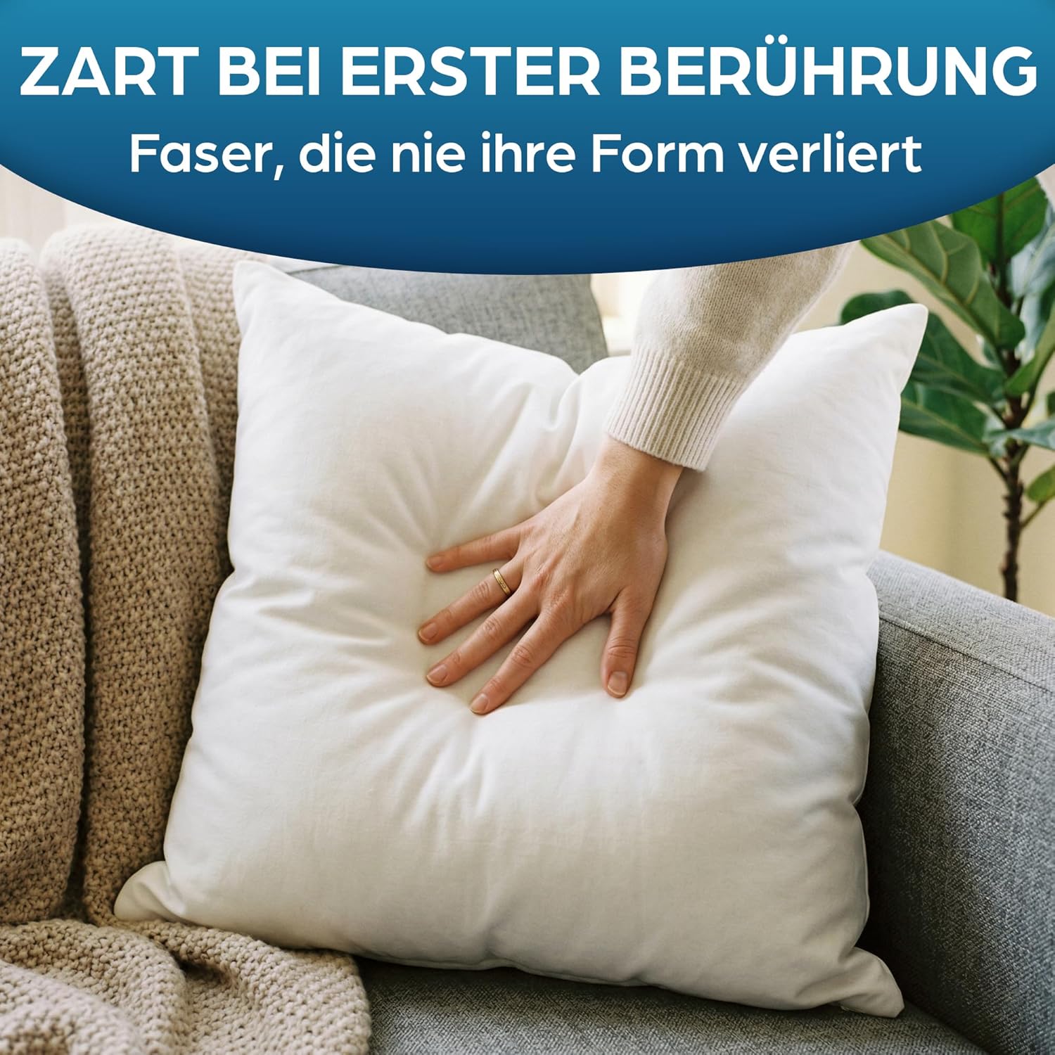 Detalle de Flowen Kissen 50x50 – 4er Set (Kopfkissen) aus Mikrofaser, hypoallergen und maschinenwaschbar