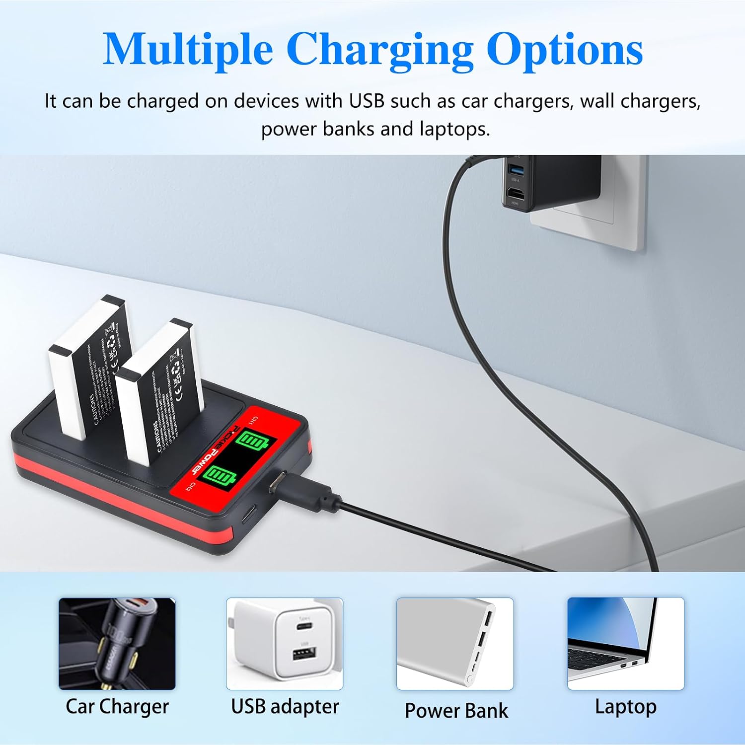 Detalle de Pickle Power EN-EL12 2-Pack Battery with Charger for Nikon Cameras