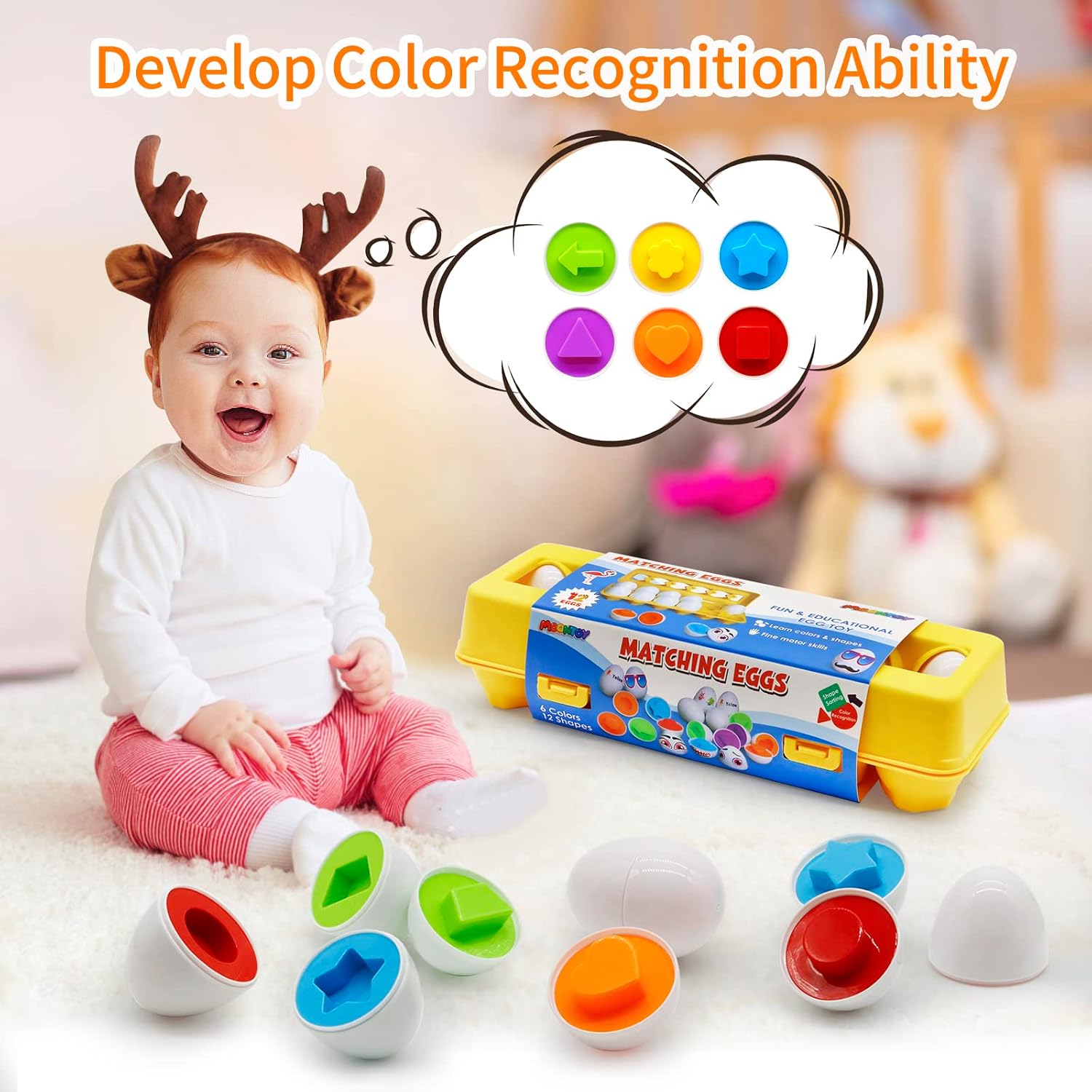 Detalle 2 de MOONTOY Matching Eggs Montessori toy 12pcs