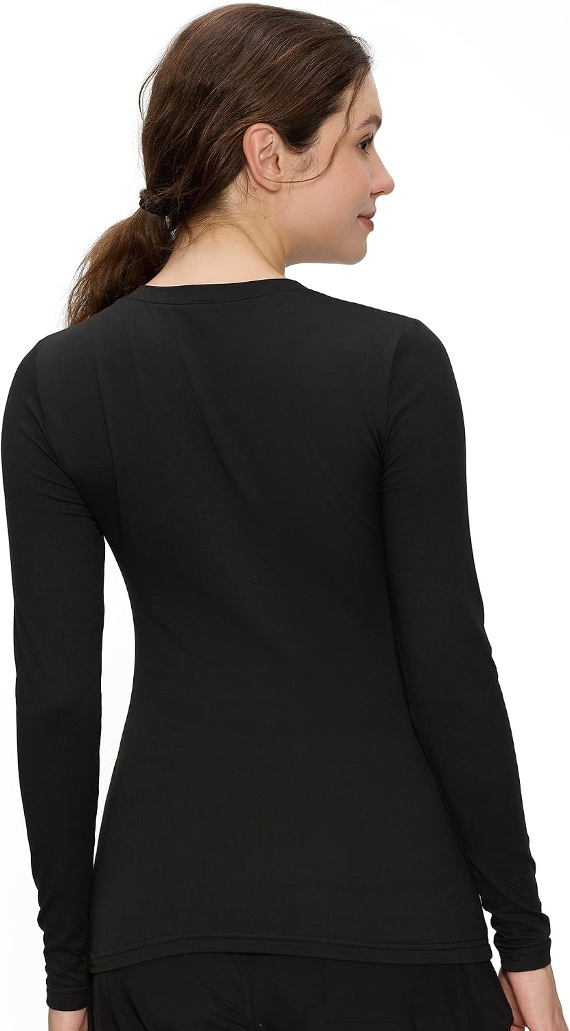 Detalle 2 de COZYFIT Women’s V-Neck Long-Sleeve Underscrub Tee, 95% Polyester Blend