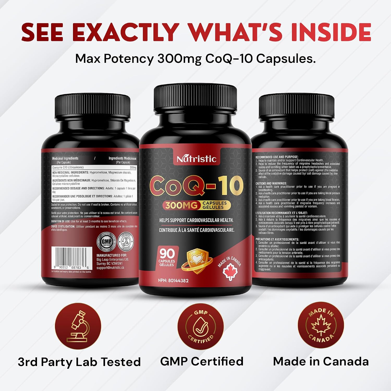 Detalle 2 de Nutristic CoQ-10 300 mg Capsules, 90 Vegetarian Capsules