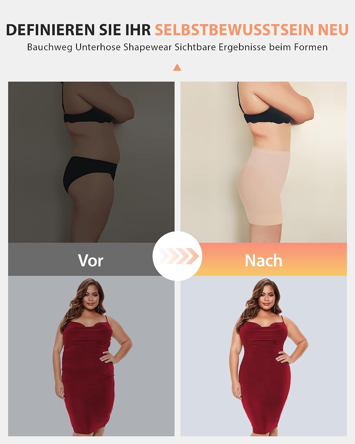 Detalle de SIMIYA Shapewear Damen Bauchweg Unterhose – Hohe Taille, Nahtloses Mieder mit Bein, Bauchkontrolle