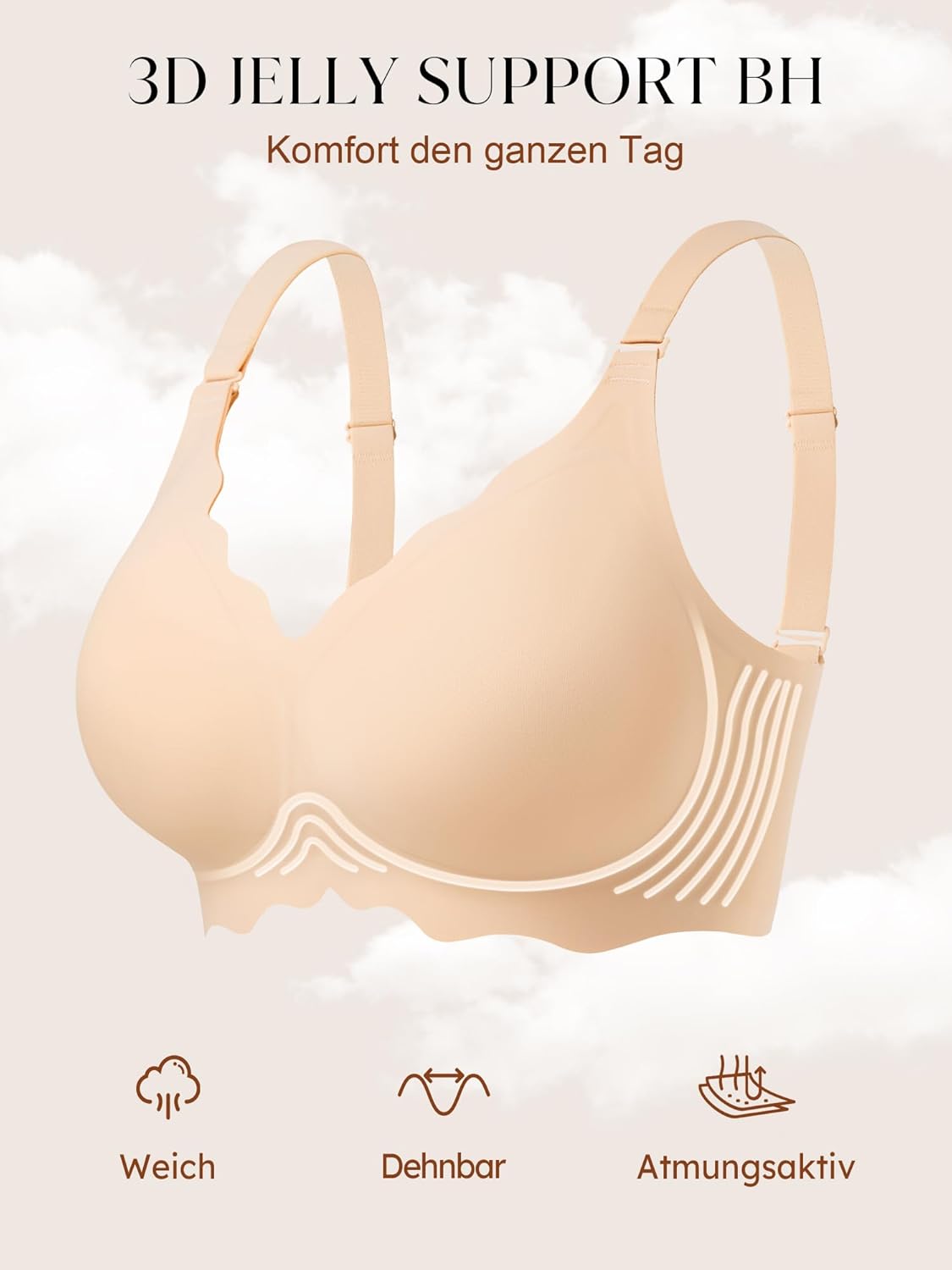 Thumbnail 3 de SHARICCA Glatter BH Damen Ohne Bügel – Tiefem V-Ausschnitt, Push Up Bralette