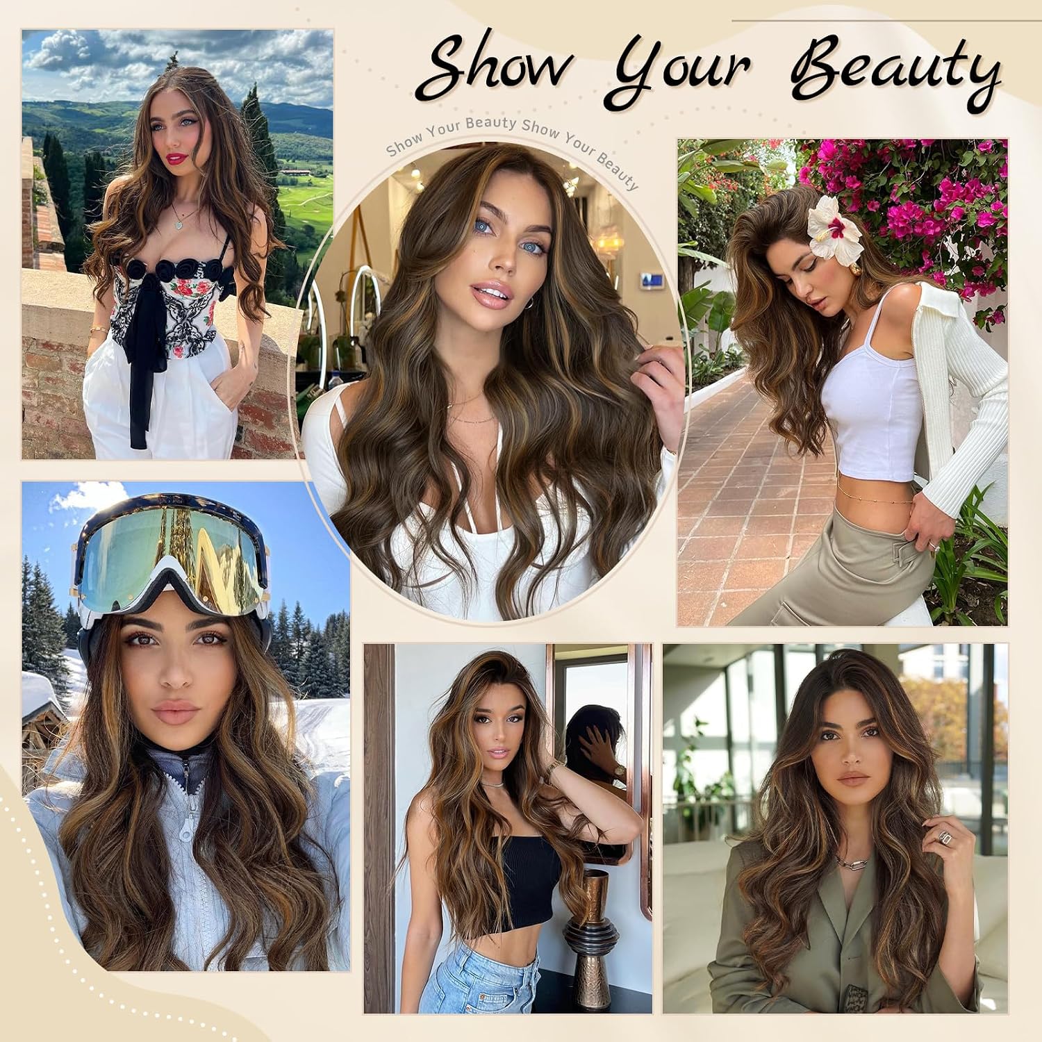 Thumbnail 6 de NAYOO 229227 26-Inch Long Wavy Wig with Balayage Highlights