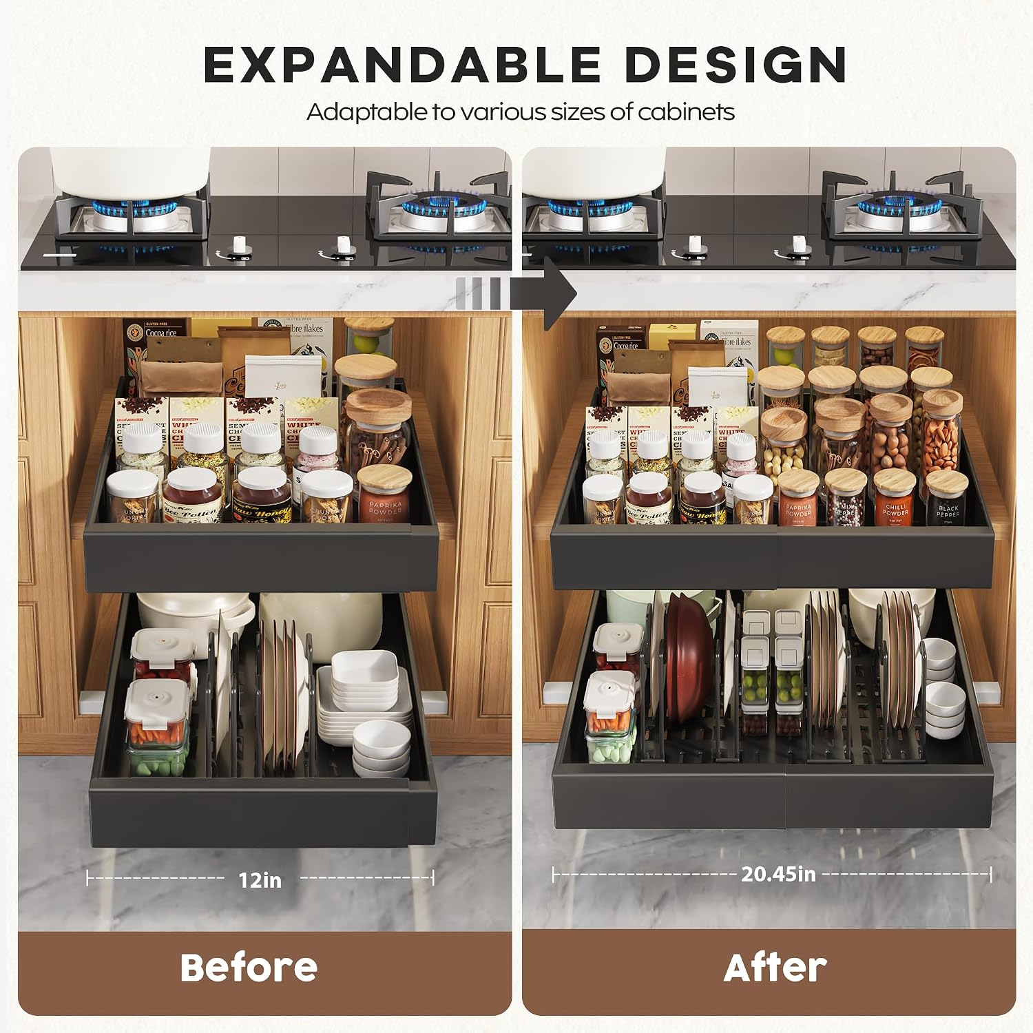 Detalle de Seinloes 6 Pack Pull-Out Cabinet Organizer 21"