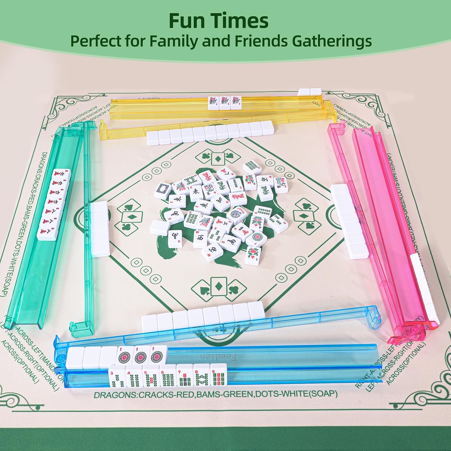 Detalle de Yedadi American Mahjong Tile Set: 166 Tiles, 4 Racks with Pushers, Black Carrying Bag