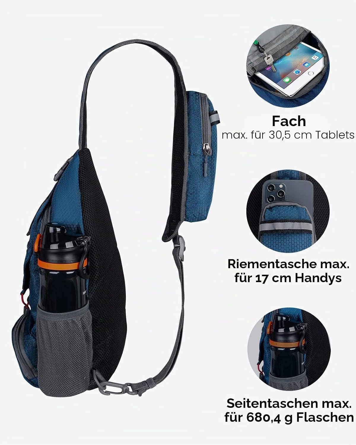 Thumbnail 4 de WATERFLY Brusttasche Sling Bag Klein – faltbare Crossbody für Reisen, Wandern und Alltag