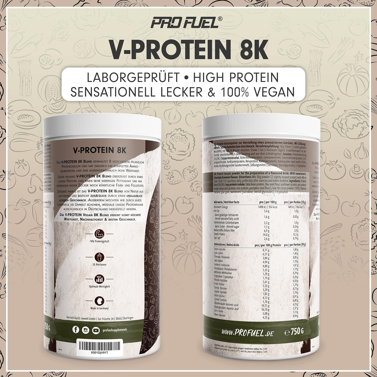 Thumbnail 5 de V-Protein 8K Blend SCHOKOLADE 74% Eiweiß