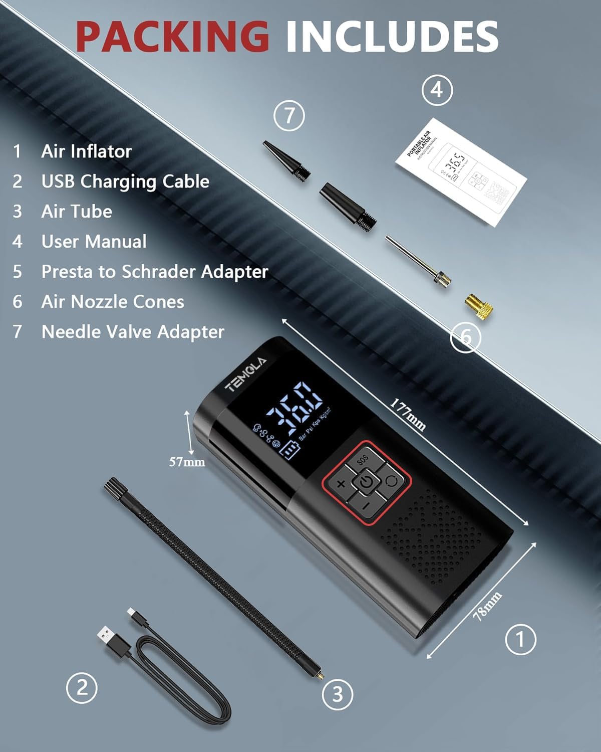 Thumbnail 5 de TEMOLA Portable Tire Inflator 150 PSI