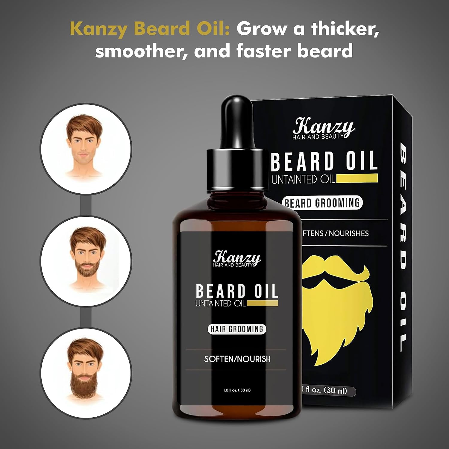 Detalle 2 de KANZY HAIR AND BEAUTY baardolie 30 ml met jojoba, argan en vitamine E