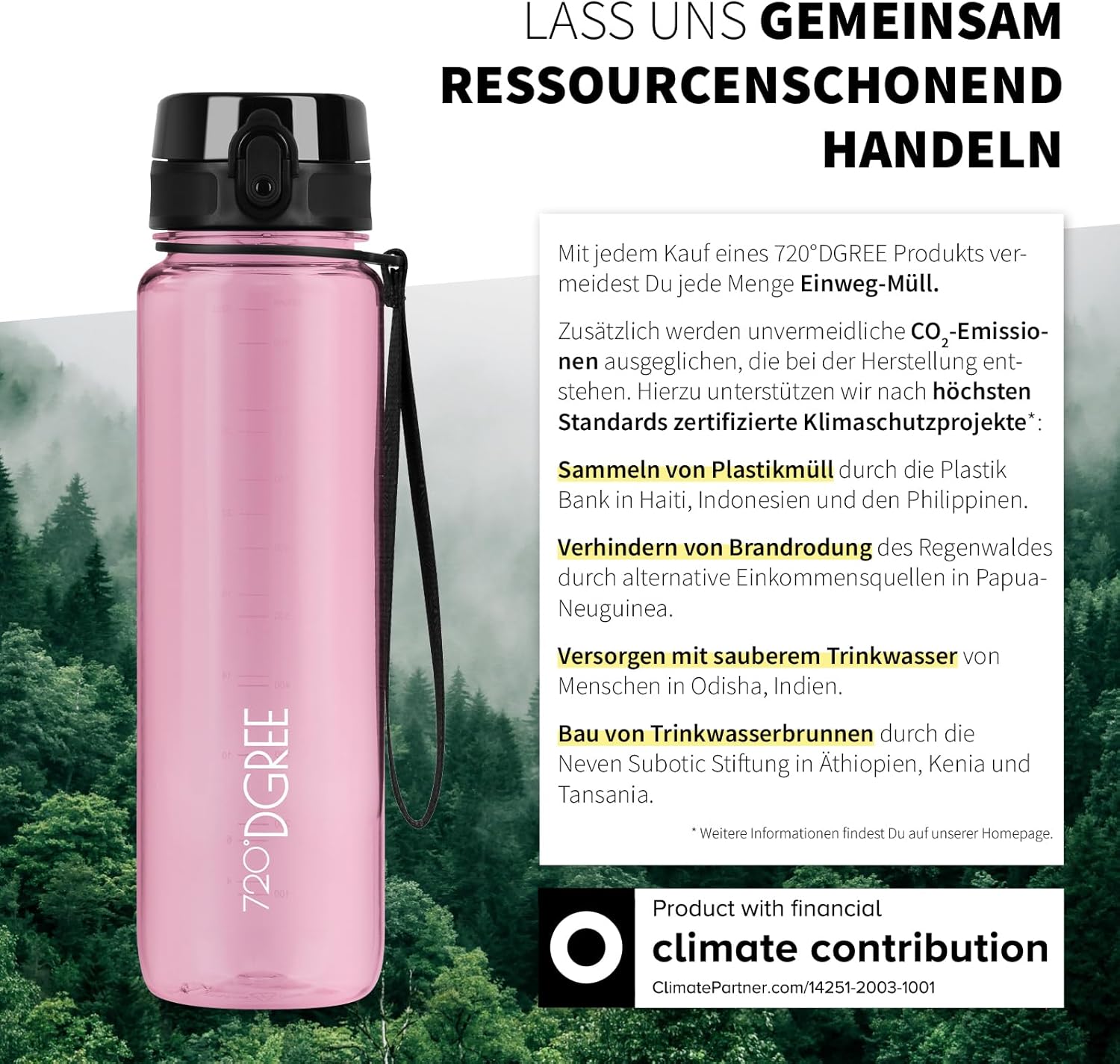 Thumbnail 4 de 720°DGREE Kinder Trinkflasche 350 ml „uberBottle“ crystalClear + Sieb, BPA-frei, auslaufsicher