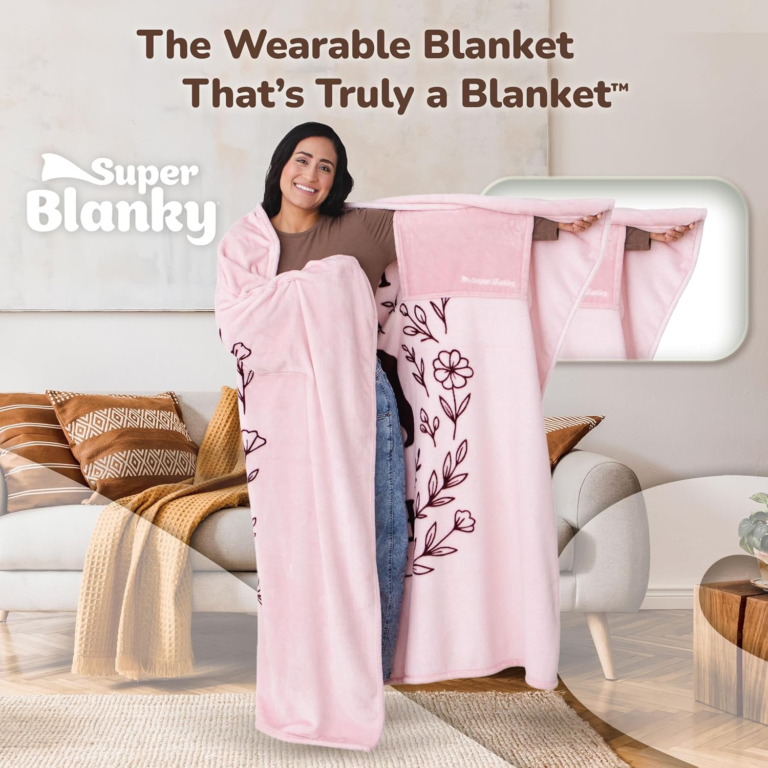 Detalle de Super Blanky Wearable Blanket: Cozy Sleeved Comfort for Home and Travel