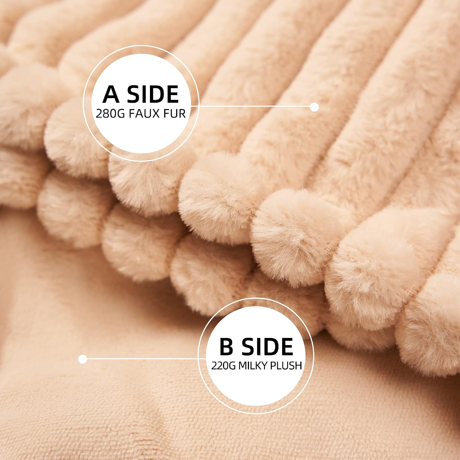 Detalle de GOTCOZY Heated Throw Blanket, 50" x 60", Ribbed Faux Fur, Adjustable Heat