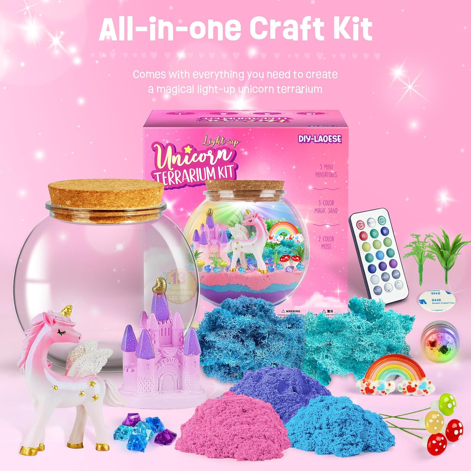 Detalle 2 de Einhorn Terrarium Set DIY für Mädchen
