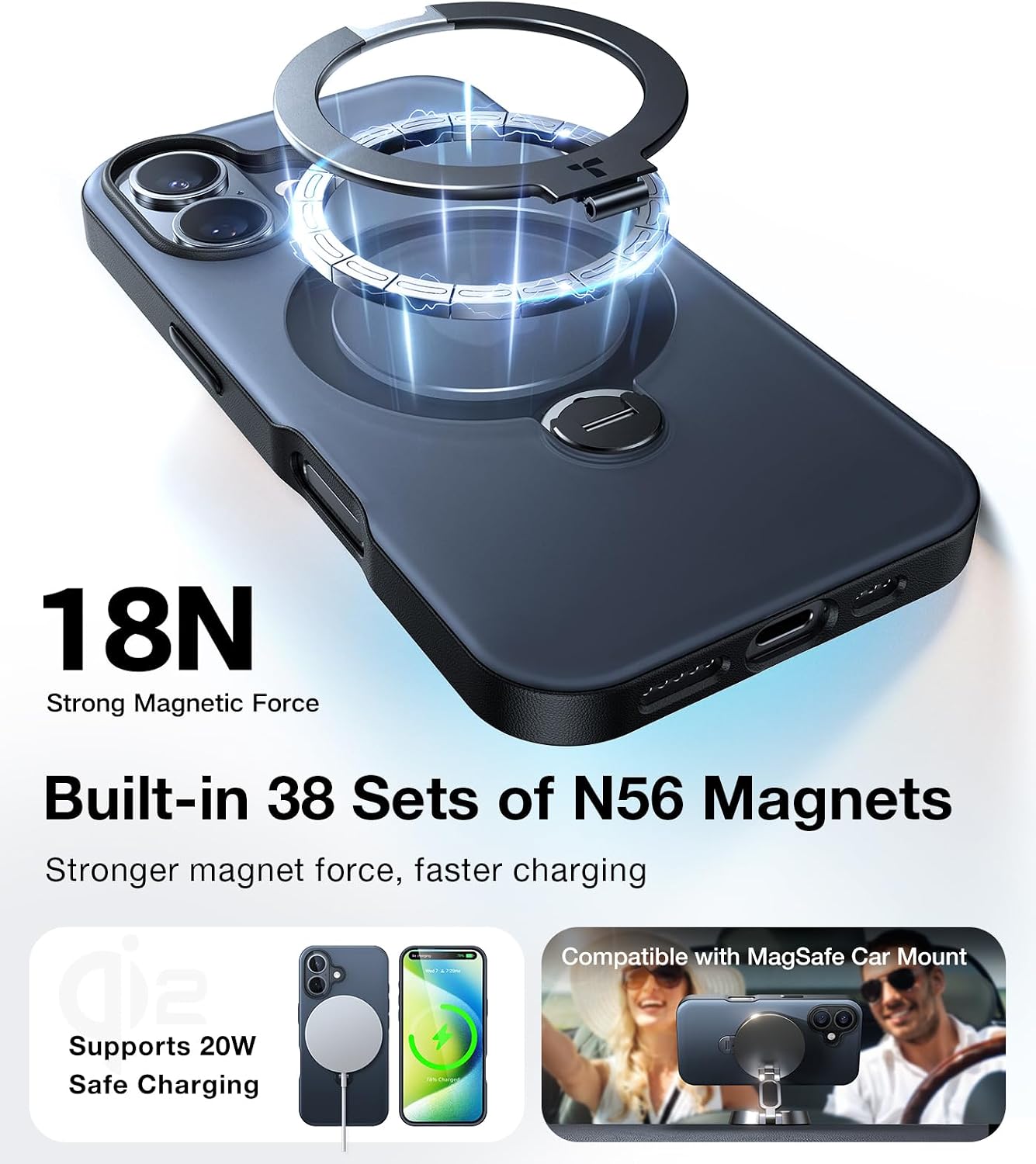 Thumbnail 3 de TORRAS Ostand Q3 Spin for iPhone Case – 360° Rotating Ring Stand with MagSafe, 12FT Drop Protection