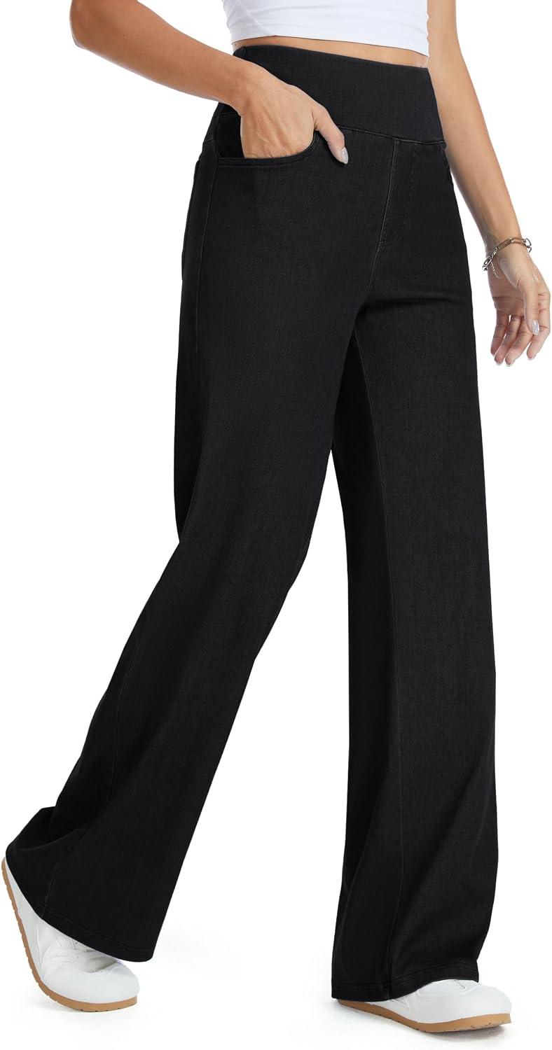 Thumbnail 2 de THE GYM PEOPLE Women's Stretch Baggy Jeans, Wide Leg, 4 Pockets