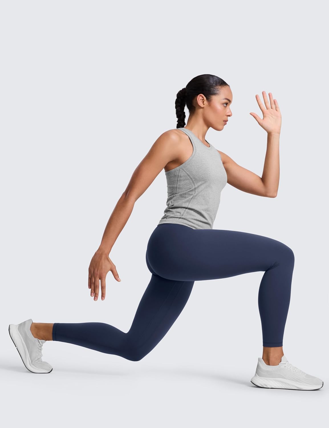 Detalle de CRZ YOGA Womens SculptAir No Front Seam Yoga Leggings 25" - High Waisted Stretchy Workout Pants