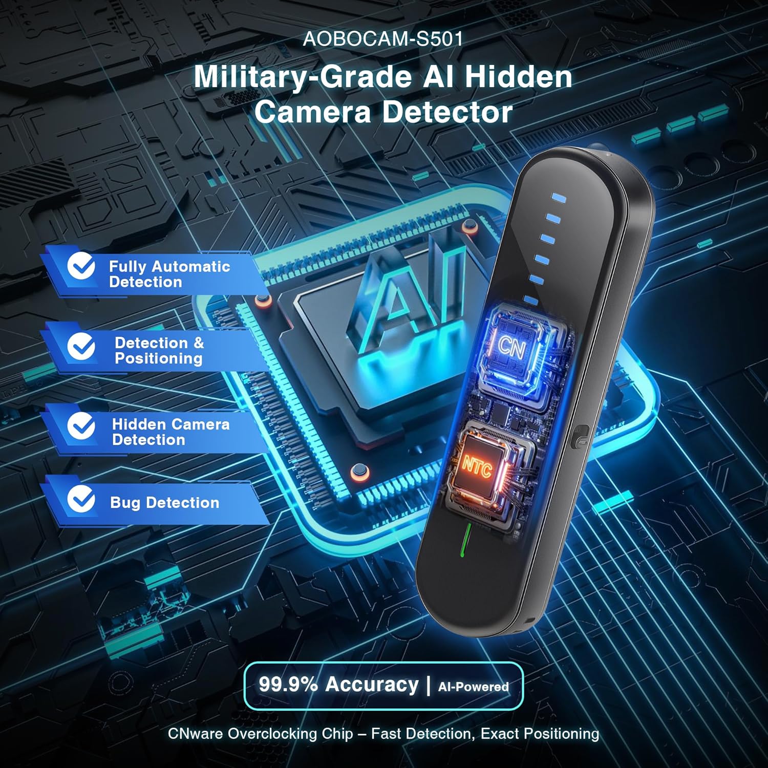 Thumbnail 1 de AOBOCAM Spy Hidden Camera Detector: AI-Powered Anti-Spy Device