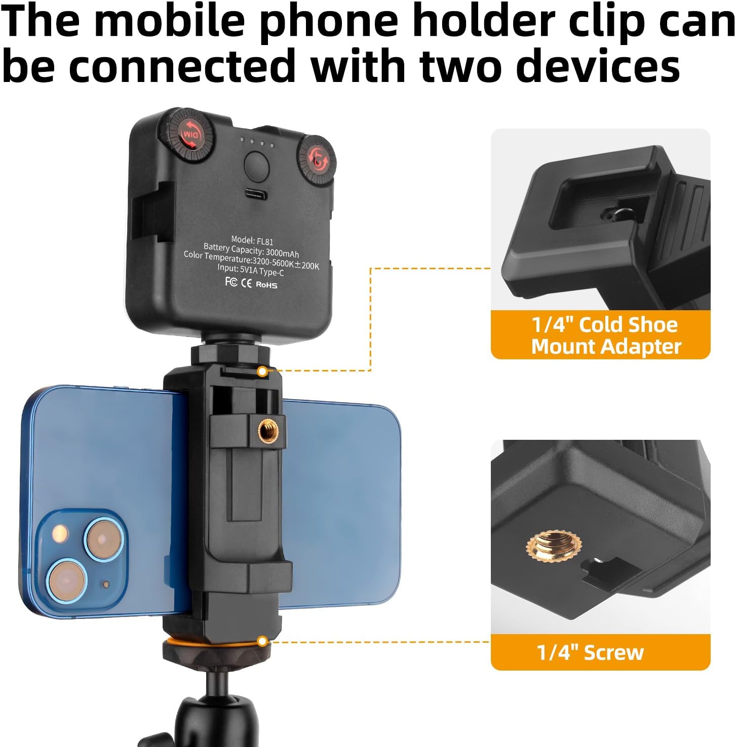Detalle de JEBUTU OS03 Overhead Camera Mount with Adjustable Desk Clamp & 360° Ball Heads