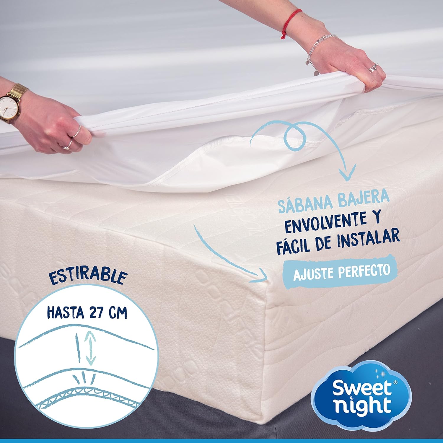 Detalle 2 de Sweetnight Protector de Colchón 160x200 cm 🛏️ Impermeable y Transpirable